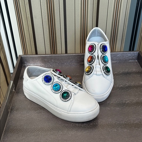 Kurt Geiger Shoes - Kurt Geiger White Sneakers with Jewel Tones